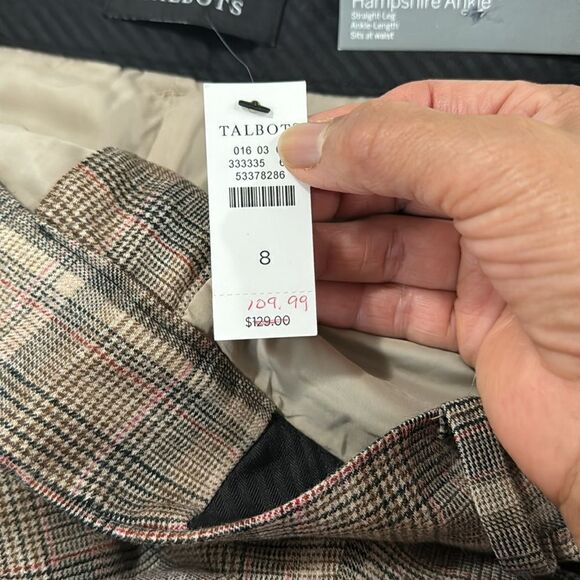 TALBOTS HAMPSHIRE ANKLE PANTS NWT  STRAIGHT LEG ANKLE LENGTH SITS WAIST SIZE 8 - Picture 11 of 11